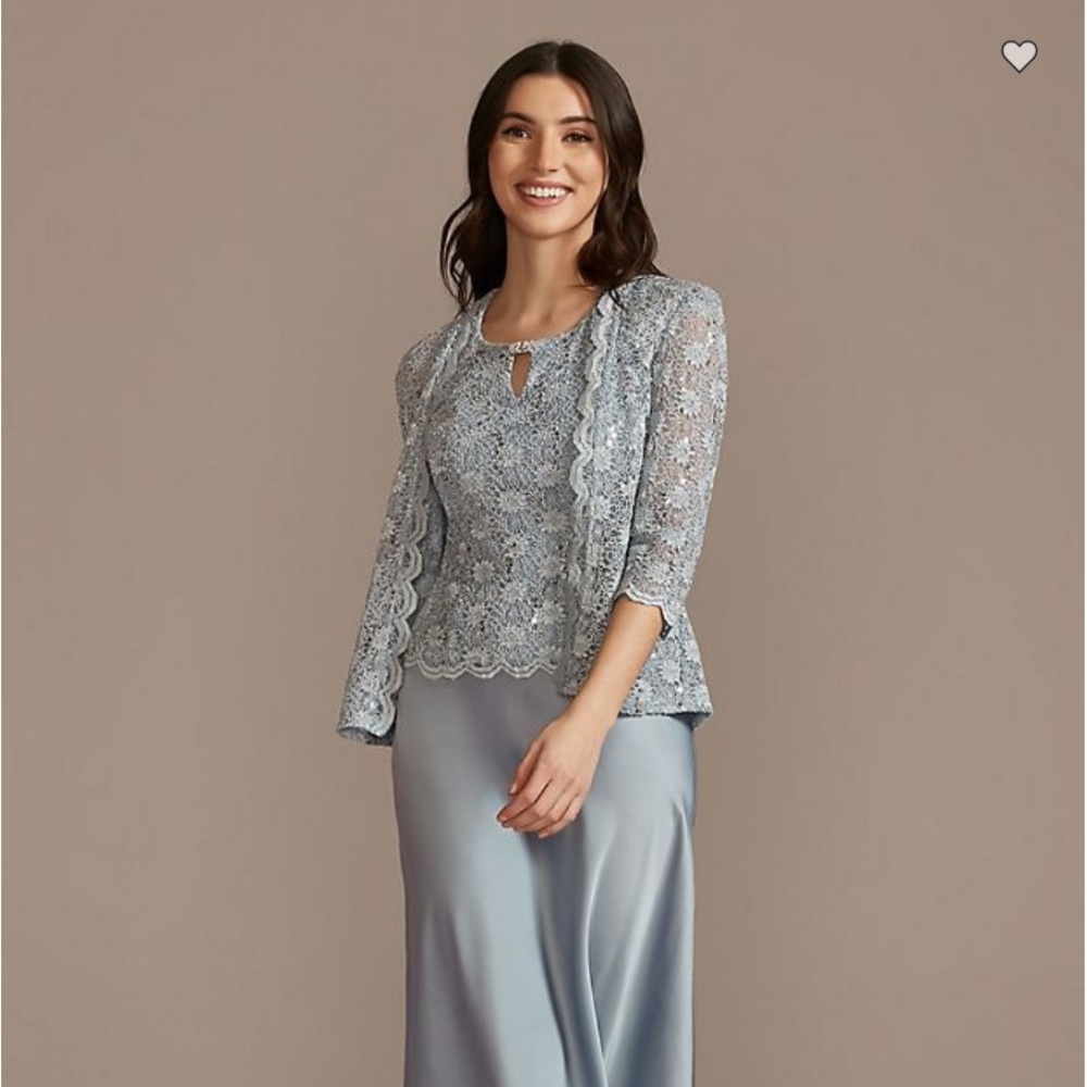 David's Bridal Dusty Blue Size10 A-Line Dress 7739